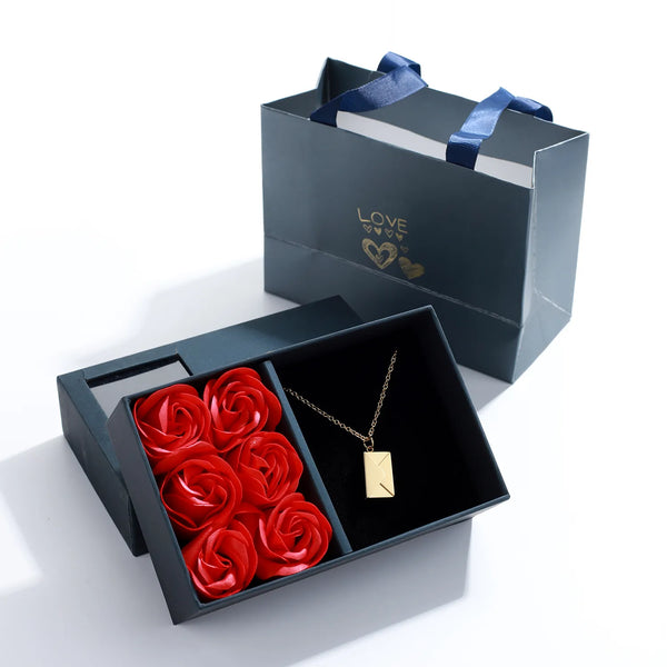 Personalised Valentine Love Letter Necklace with Rose Box