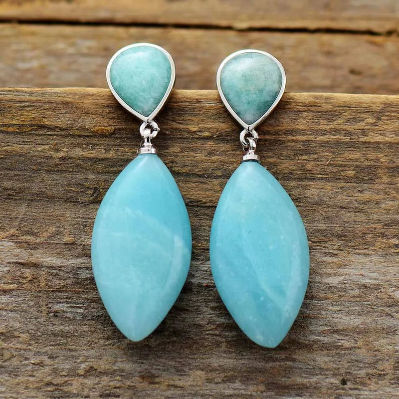 Amazonite Teardrop Earrings. Amazonite Jewelry. Sterling Silver and Amazonite.