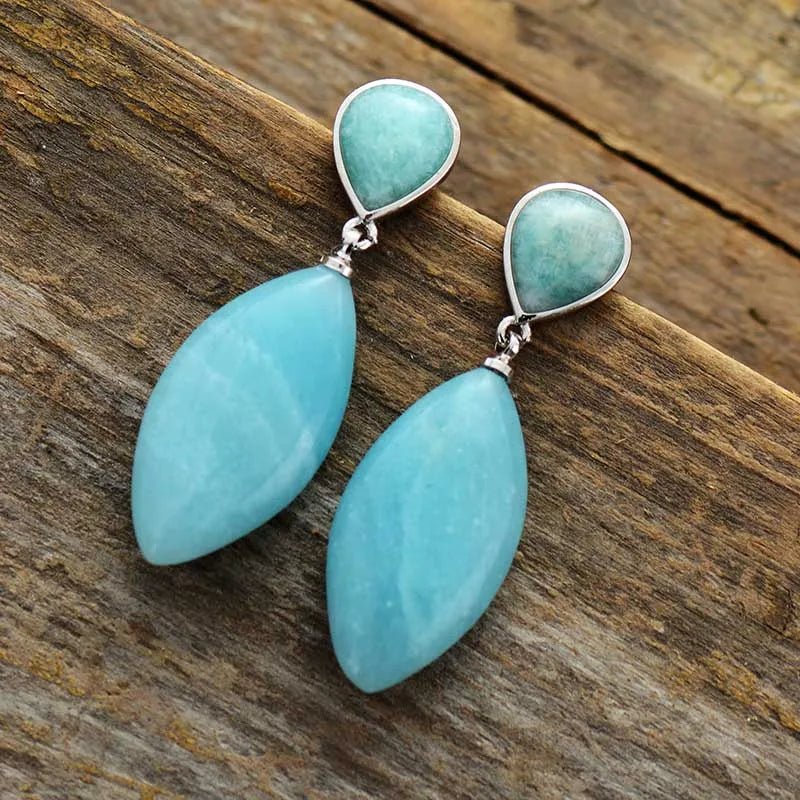 Amazonite Teardrop Earrings. Amazonite Jewelry. Sterling Silver and Amazonite.