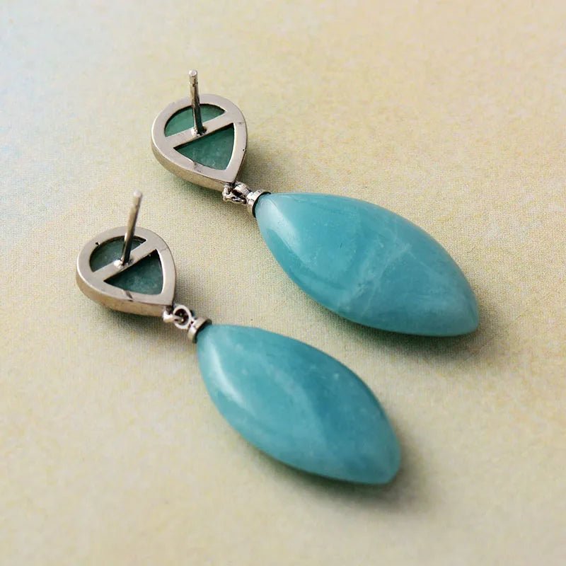 Amazonite Teardrop Earrings. Amazonite Jewelry. Sterling Silver and Amazonite.