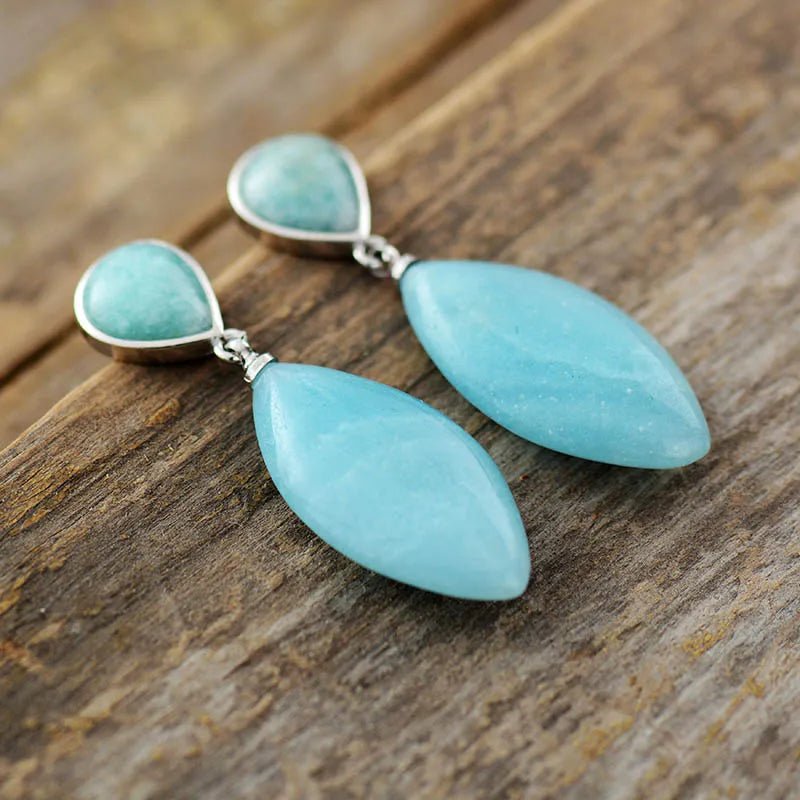 Amazonite Teardrop Earrings. Amazonite Jewelry. Sterling Silver and Amazonite.