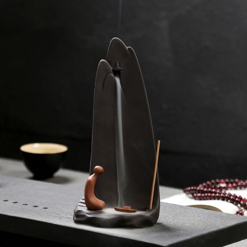 Smoke fall incense holder for Meditation practice and clearing. 