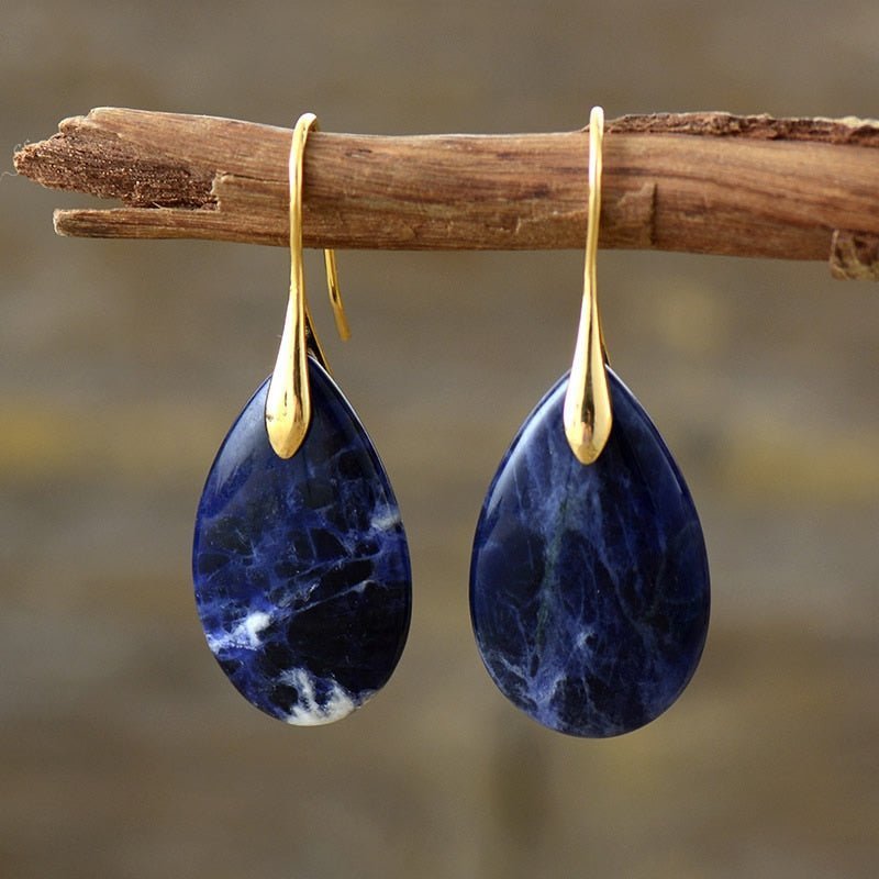 Sodalite Drop Earrings. Blue natural stone earrings. Spiritual jewellery. 