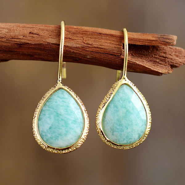 Move Beyond. Amazonite Teardrop Earring. Amazonite Stone. Amazonite Jewelry. BlueStone Jewelry.