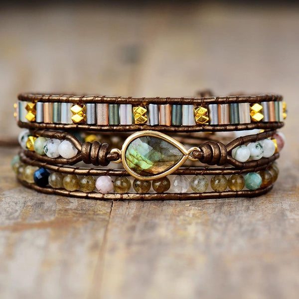 Labradorite Bracelet made on natural gemstones. Chakra jewellery uk. 