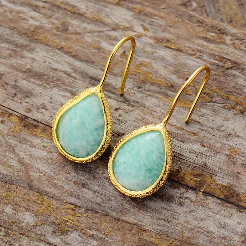 Move Beyond. Amazonite Teardrop Earring. Amazonite Stone. Amazonite Jewelry.