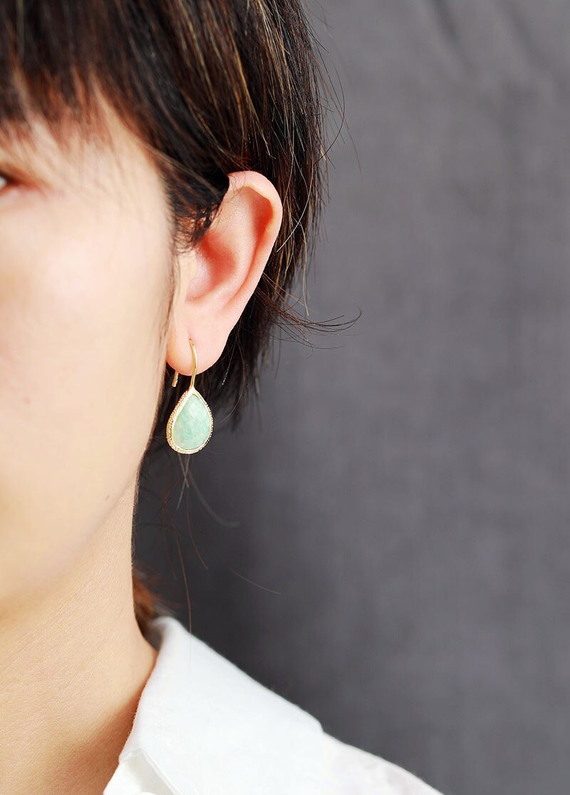 Move Beyond. Amazonite Teardrop Earring. Amazonite Stone. Amazonite Jewelry.