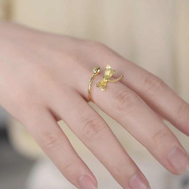 Dragonfly Lotus Ring