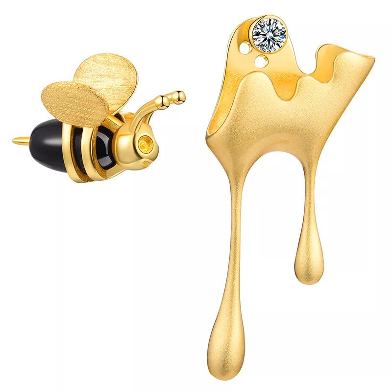 Bee and Honey Earrings in 18k gold plated. Fine jewellery for Bee Lovers. 