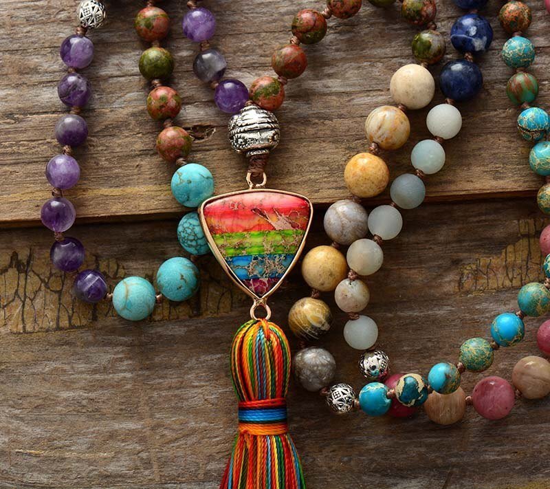 7 Chakra Healing Mala Necklace With Tassel