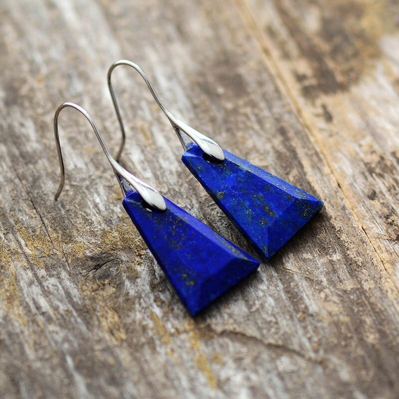 Lapis luzuli Earrings. Natural gemstone jewellery. Handmade jewellery. Lapis lazuli silver earring