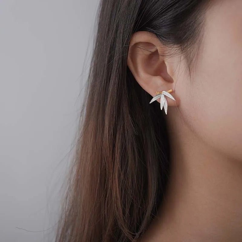 Bamboo Leaves Stud Earrings