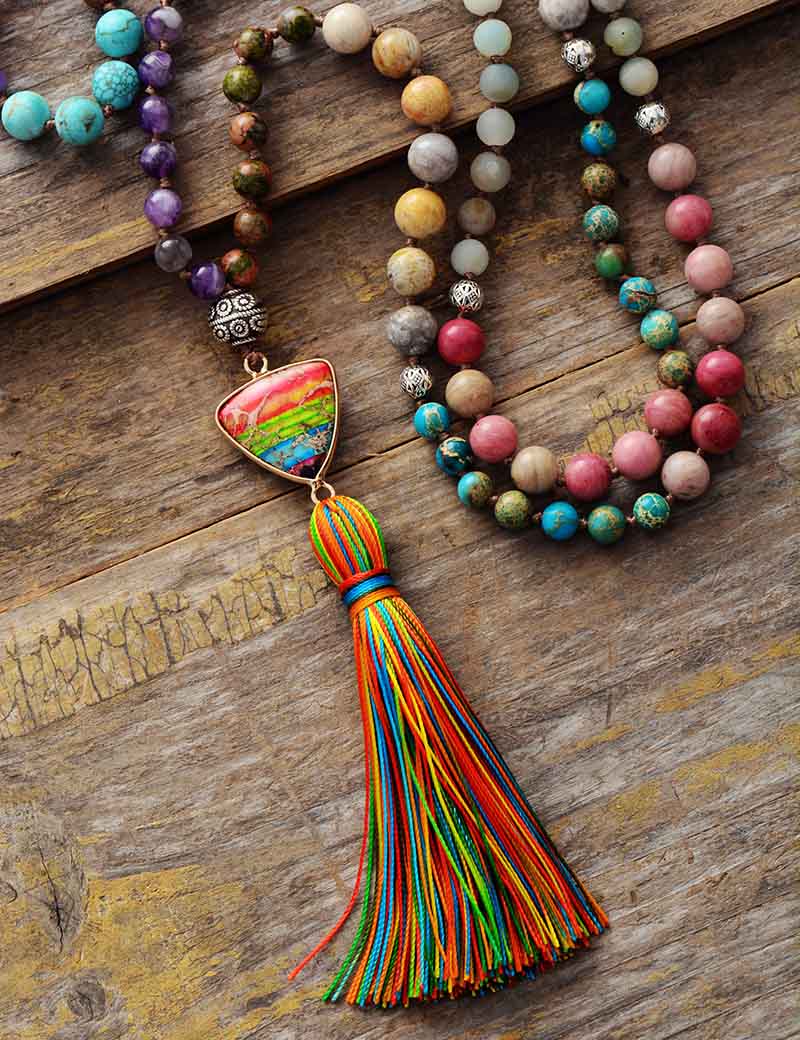 7 Chakra Healing Mala Necklace With Tassel