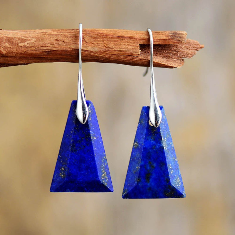 Lapis luzuli Earrings. Natural gemstone jewellery. Handmade jewellery. Lapis lazuli silver earring