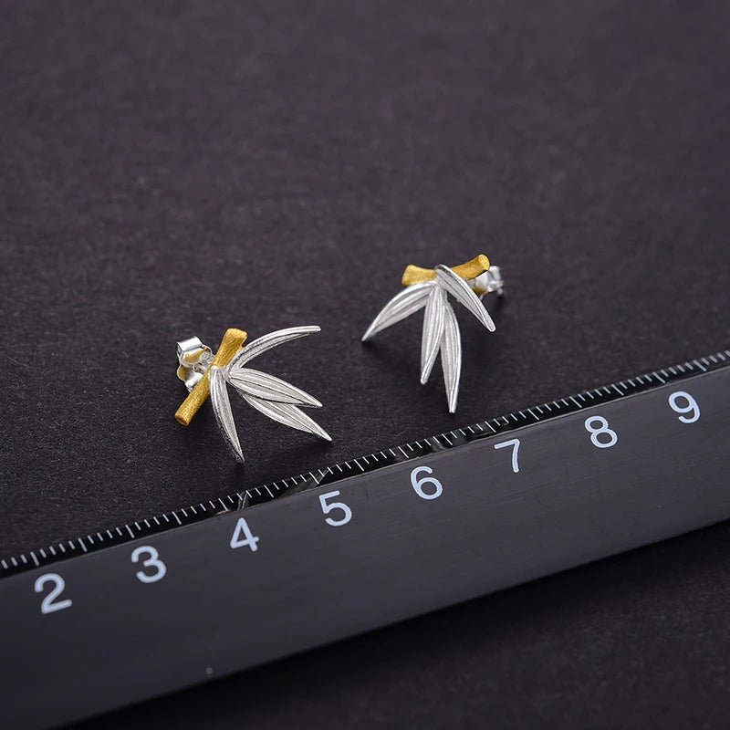 Bamboo Leaves Stud Earrings