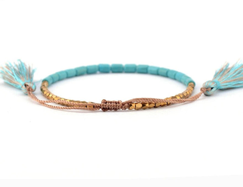 Turquoise Stone Jewelry. Turquoise Bracelet. Resizable Bracelet. Gold Plated Beaded Bracelet.