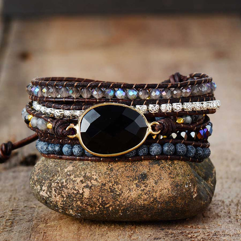 Determination - 5 Layer Black Onyx Wrap Bracelet