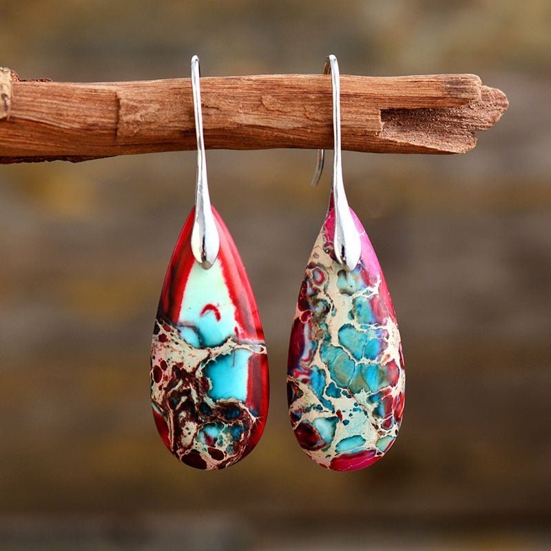 Grounding Jasper Teardrop  Earrings