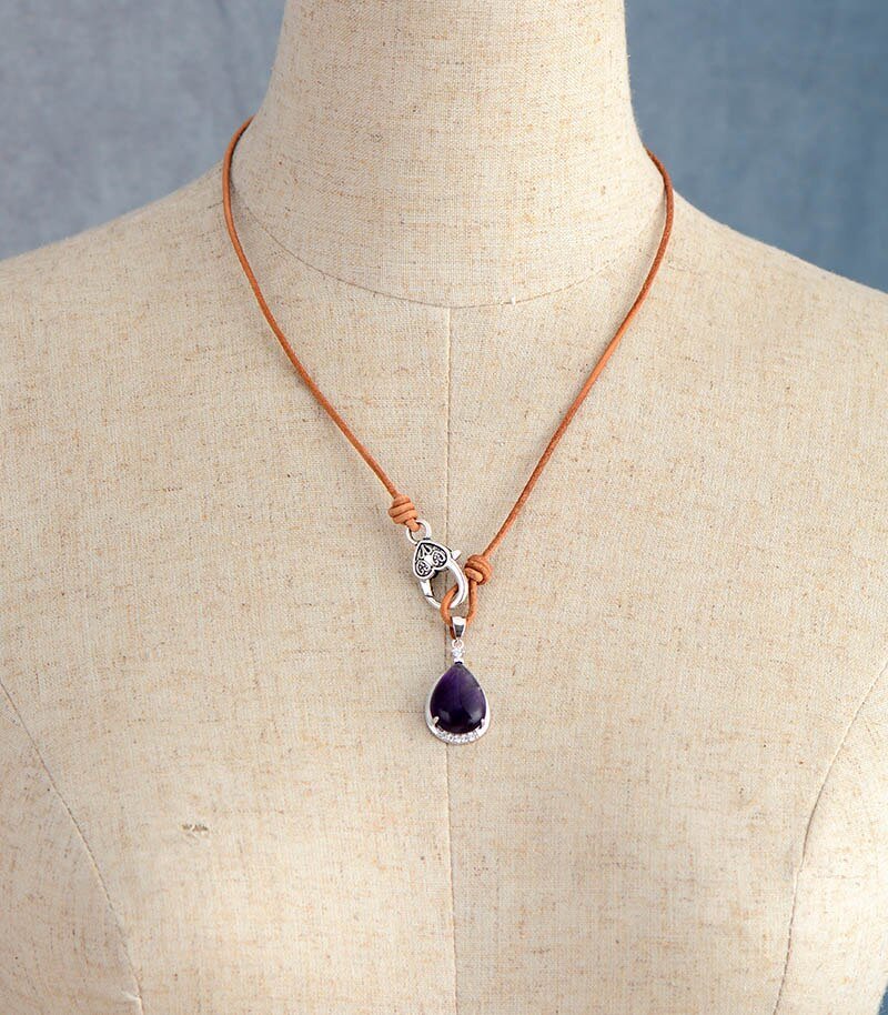 Positive Transformation Amethyst  Drop Necklace