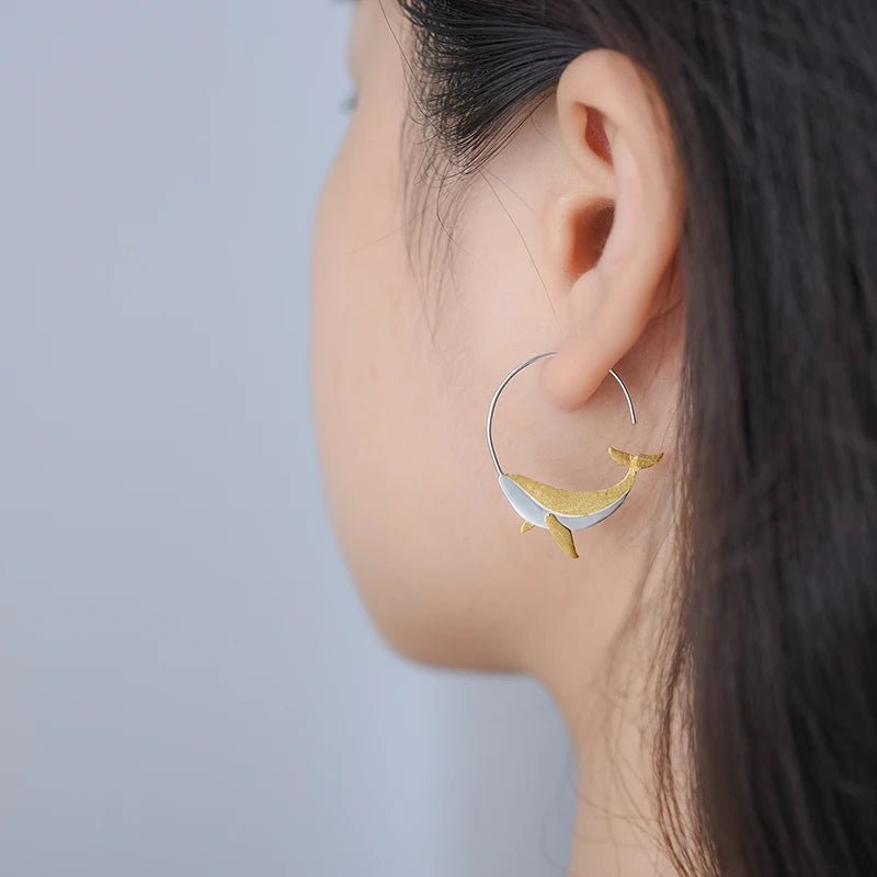 Whale Hoop Earring