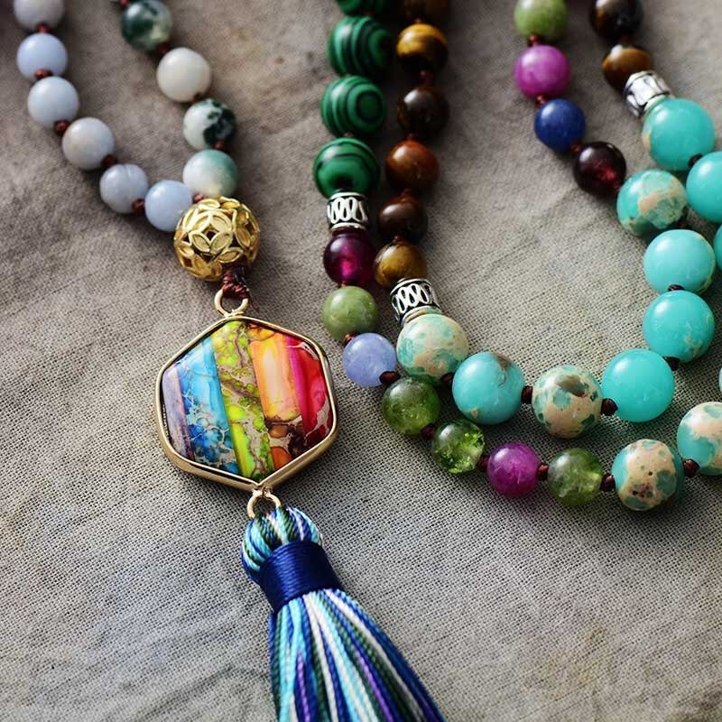 7 Chakra Healing Mala Necklace With Tassel