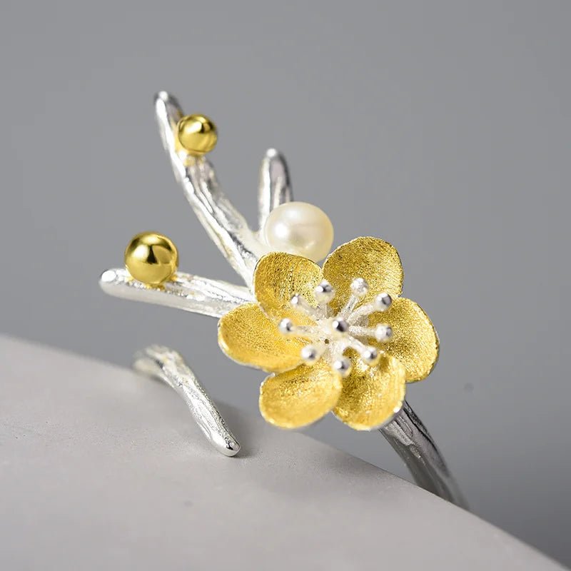 Winter Blossom and Snow Flower Adjustable Ring