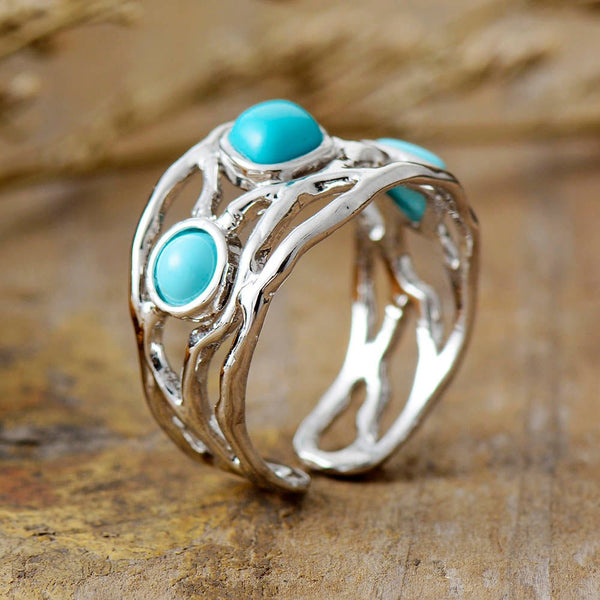 turquoise rings silver. adjustable