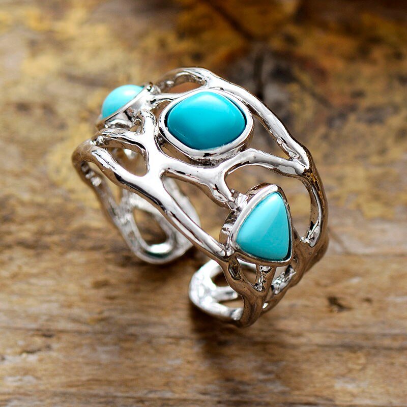 silver ring with turquoise. Adjustable. Sterling Silver turquoise ring