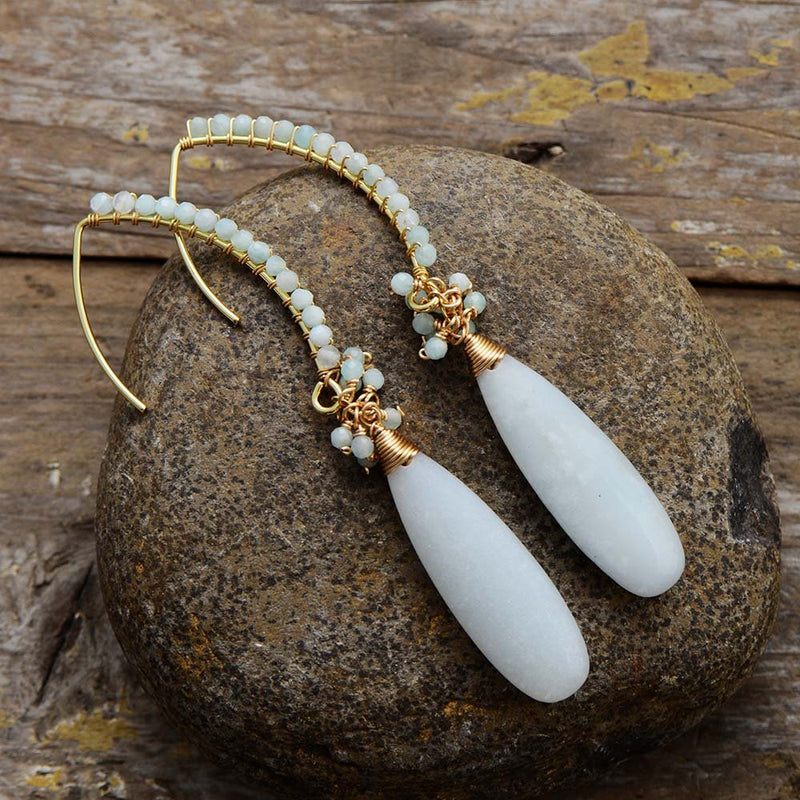 Be Confident - Amazonite Boho Drop Earrings