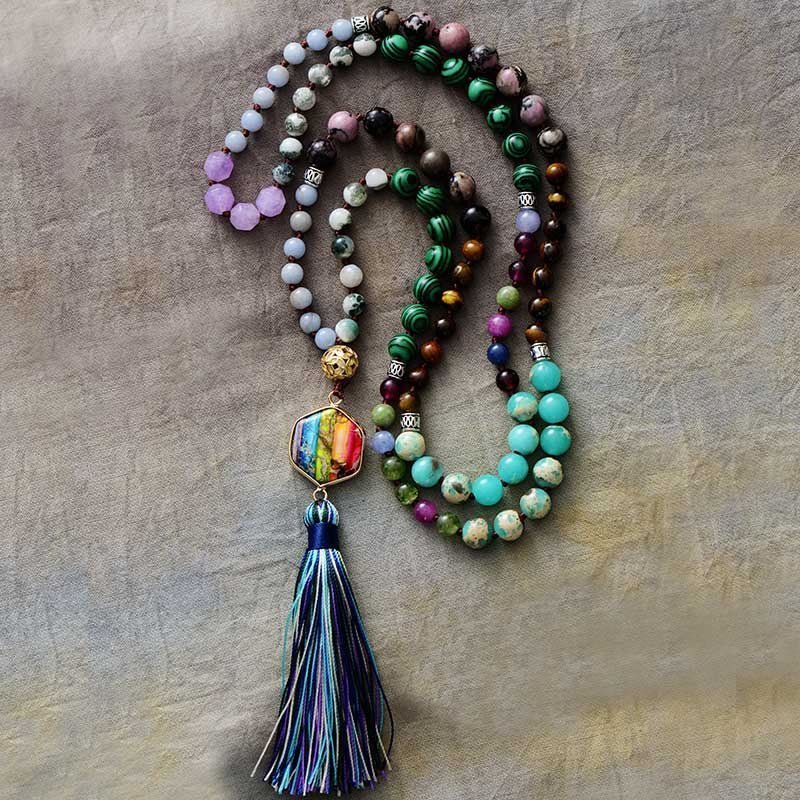 7 Chakra Healing Mala Necklace With Tassel