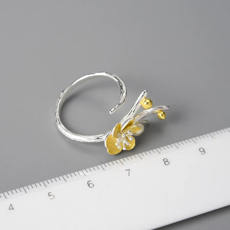 Winter Blossom and Snow Flower Adjustable Ring