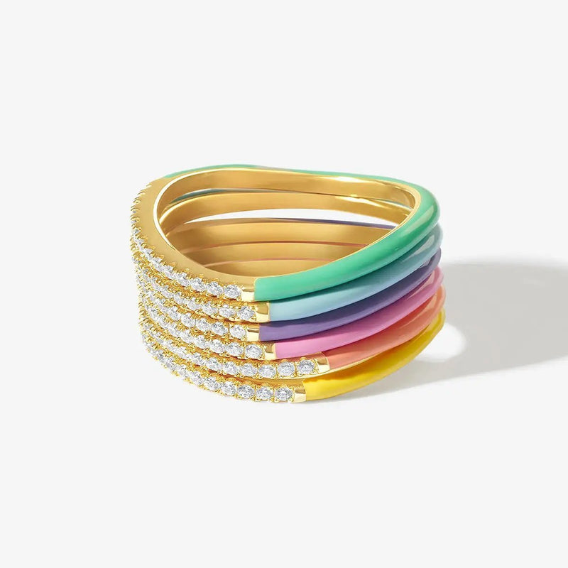 Positivity Rainbow 18k Enamel Ring