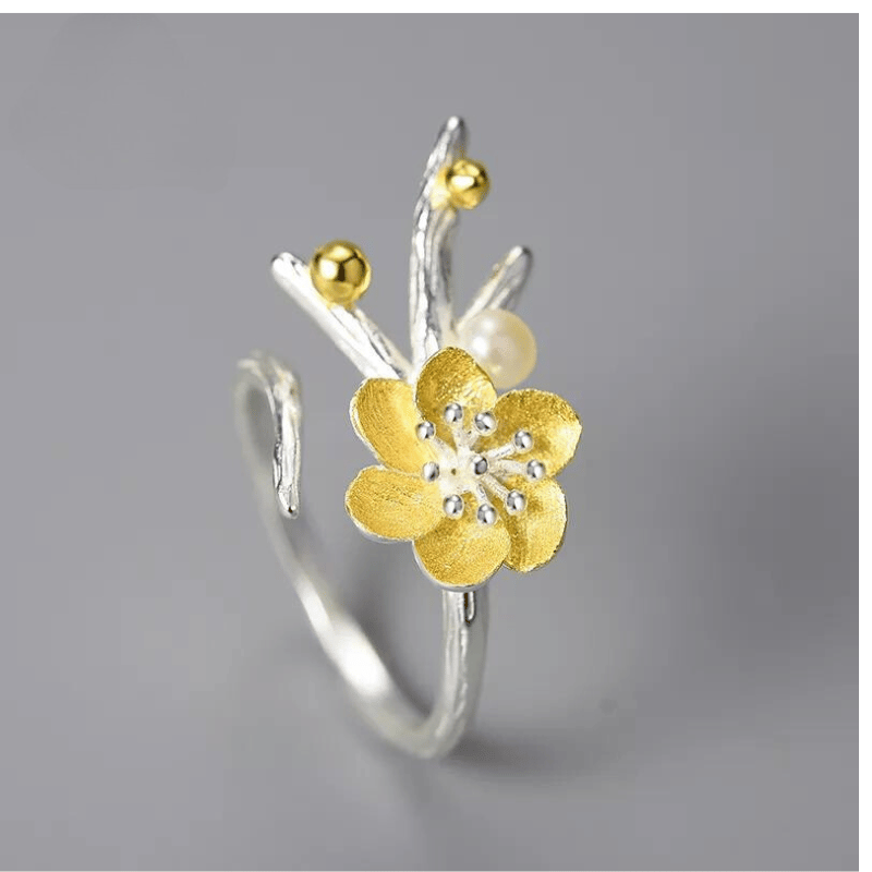 Winter Blossom and Snow Flower Adjustable Ring