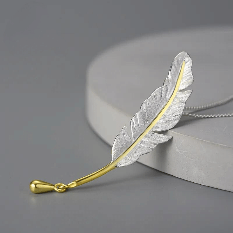 Vintage Feather Pendant and Chain